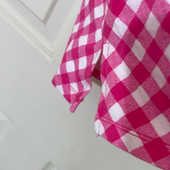 Isaac Mizrahi Cold Shoulder Holiday Top Pink & White Plaid Size Small - Picture 6 of 7